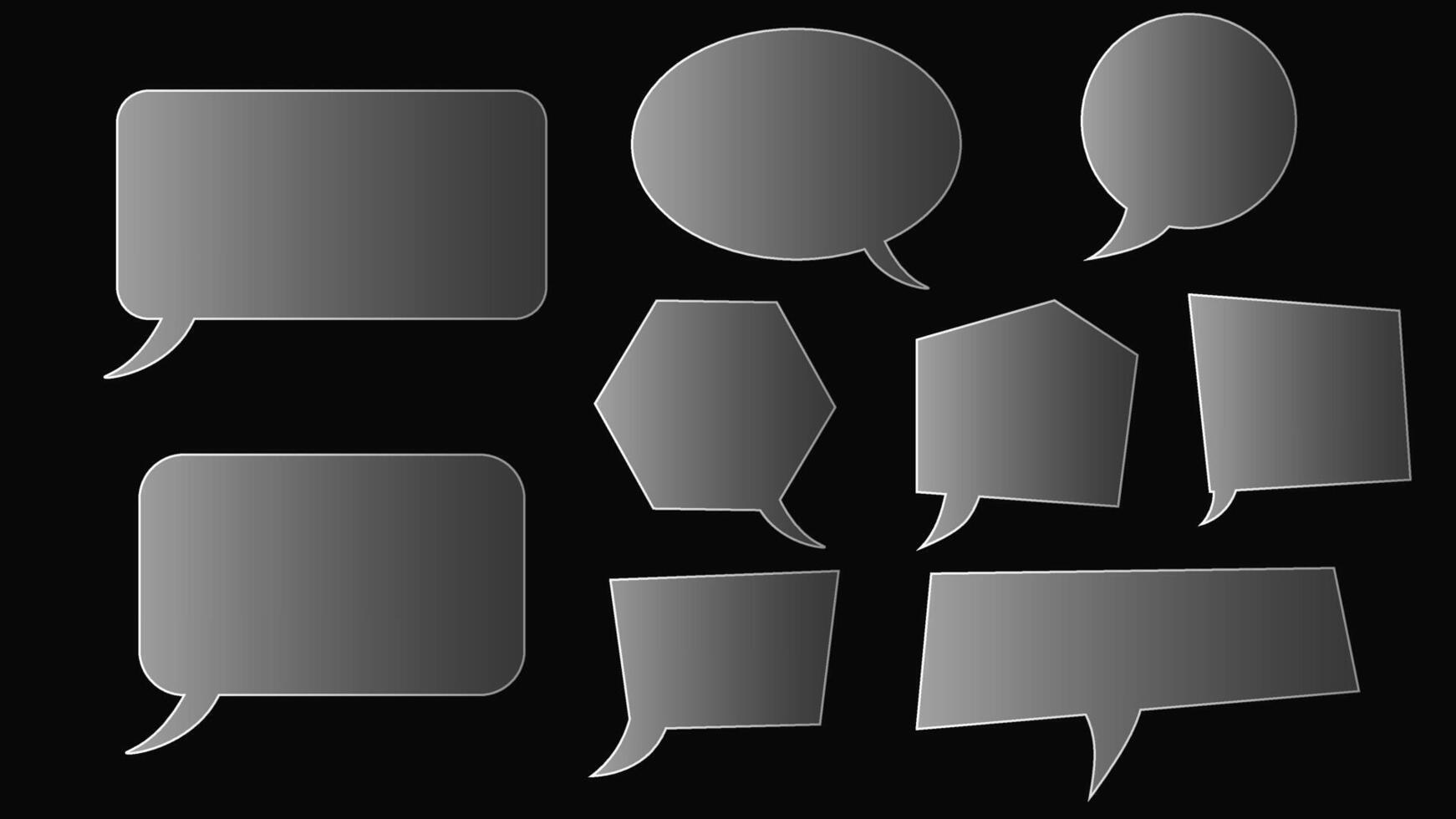 Modern black speech bubbles with clean shadow and highlight effect vector