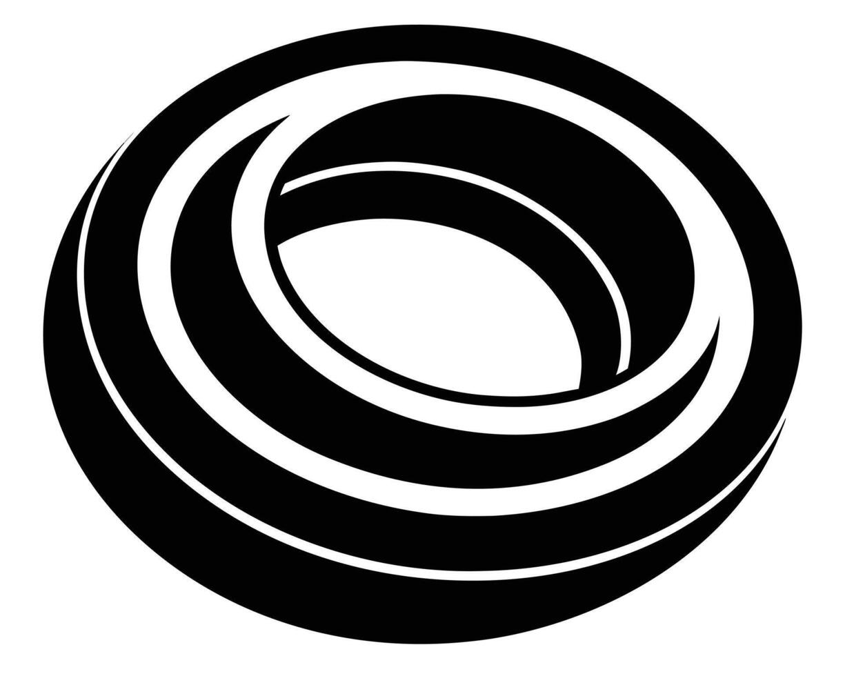Abstract black and white torus design with concentric circles and fluid motion vector