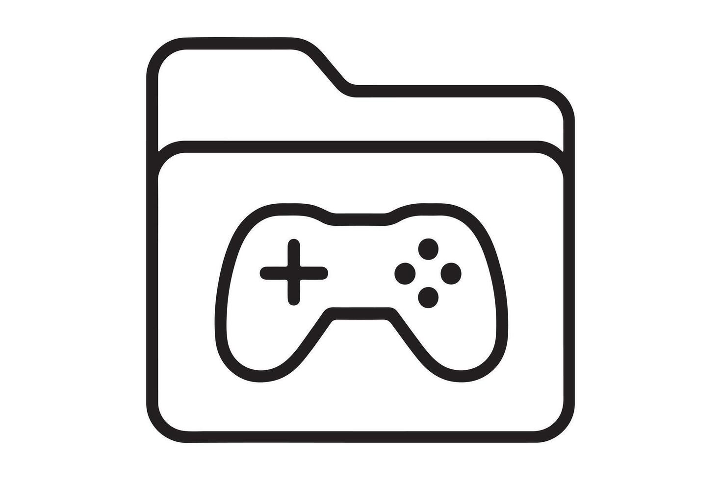 Gaming folder icon with game controller inside, outline design vector