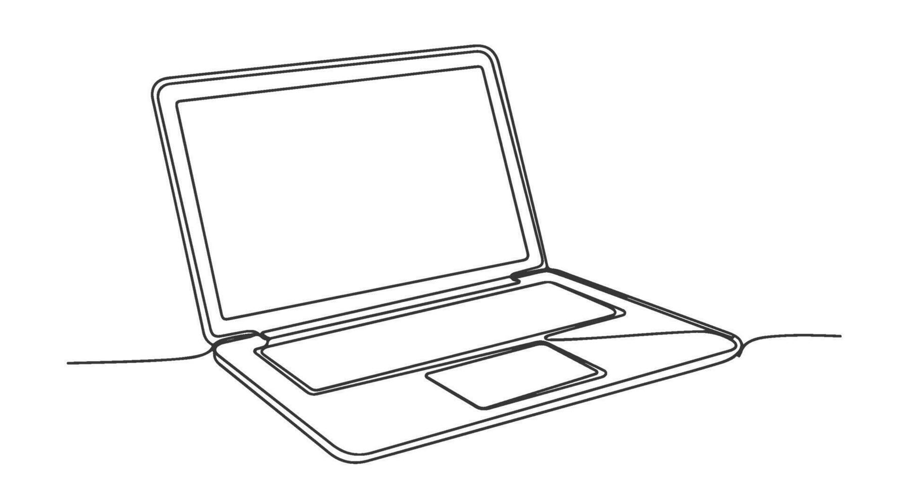 elegante tecnología un soltero continuo línea Arte de un computadora portátil, uno línea minimalismo vector