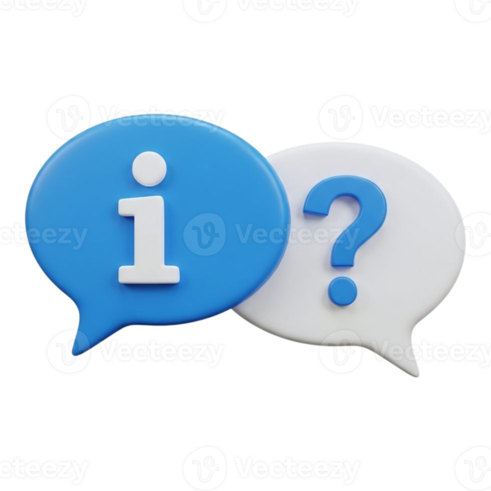 Due discorso bolla icone, uno con un io e il altro con un' domanda marchio, isolato su trasparente sfondo png