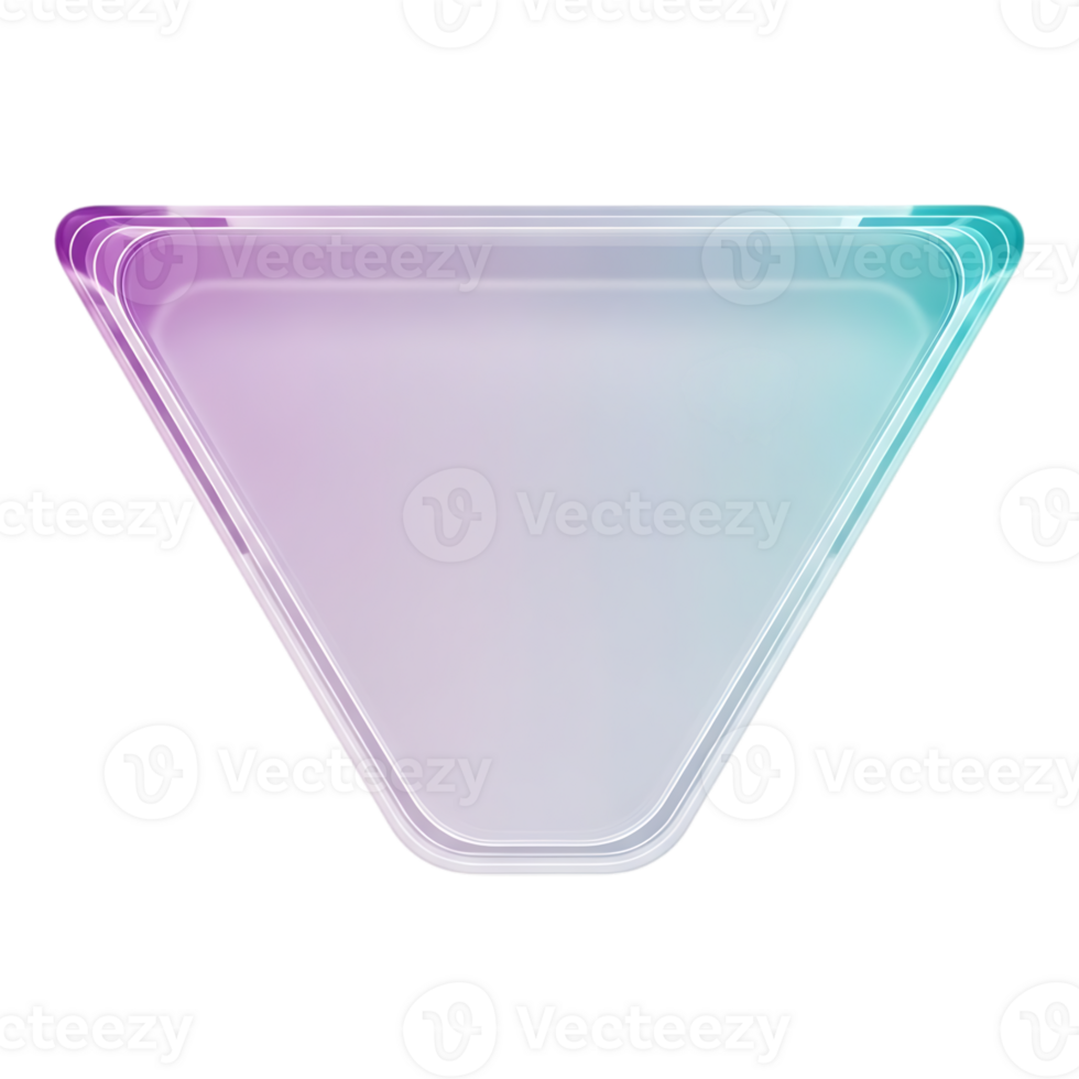 un' traslucido triangolare prisma con un' pendenza di viola e verde acqua, isolato su trasparente sfondo png