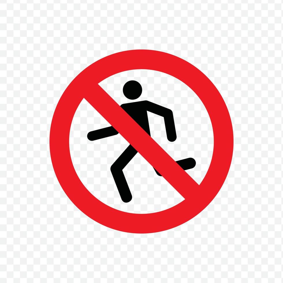 No Running sign, indicating that running is prohibited in this area vector