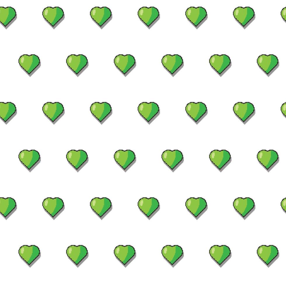 Repeating seamless pattern featuring small green heart shapes on a plain white background for design vector