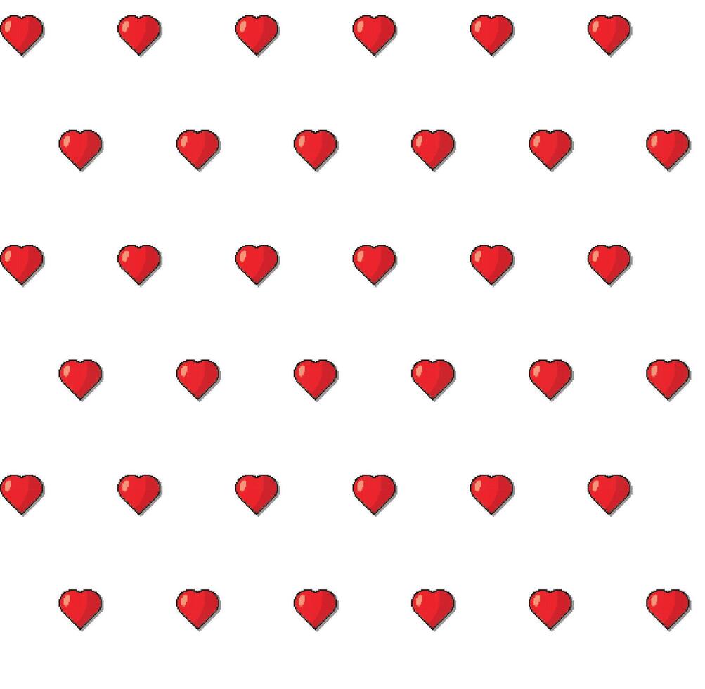 Repeating seamless pattern featuring small red heart shapes on a plain white background for design vector