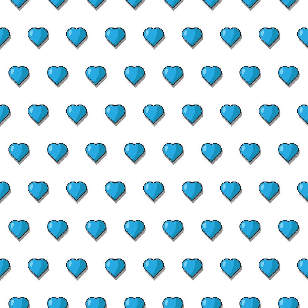 Repeating seamless pattern featuring small blue heart shapes on a plain white background for design vector