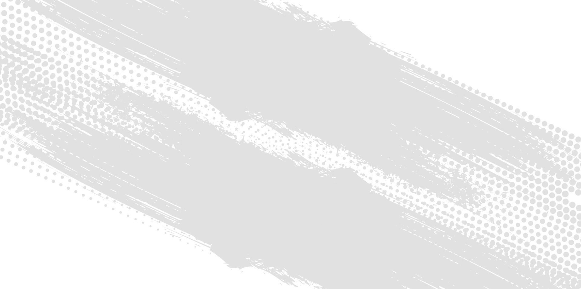Diagonal white and gray grunge brush stroke background with subtle halftone dot elements vector