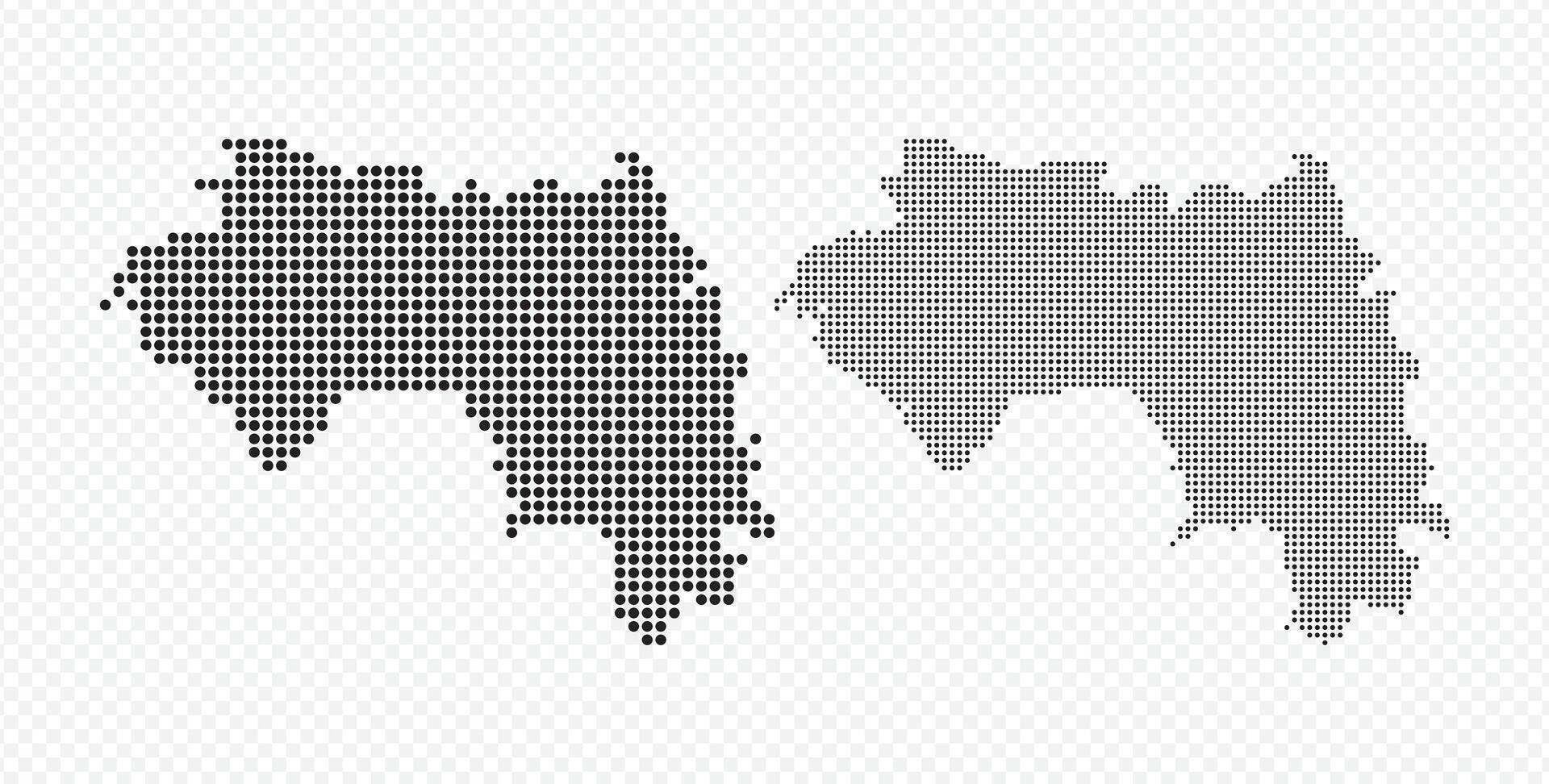 Abstract dotted pixel map of Guinea in black and halftone gradient, isolated on transparent background vector