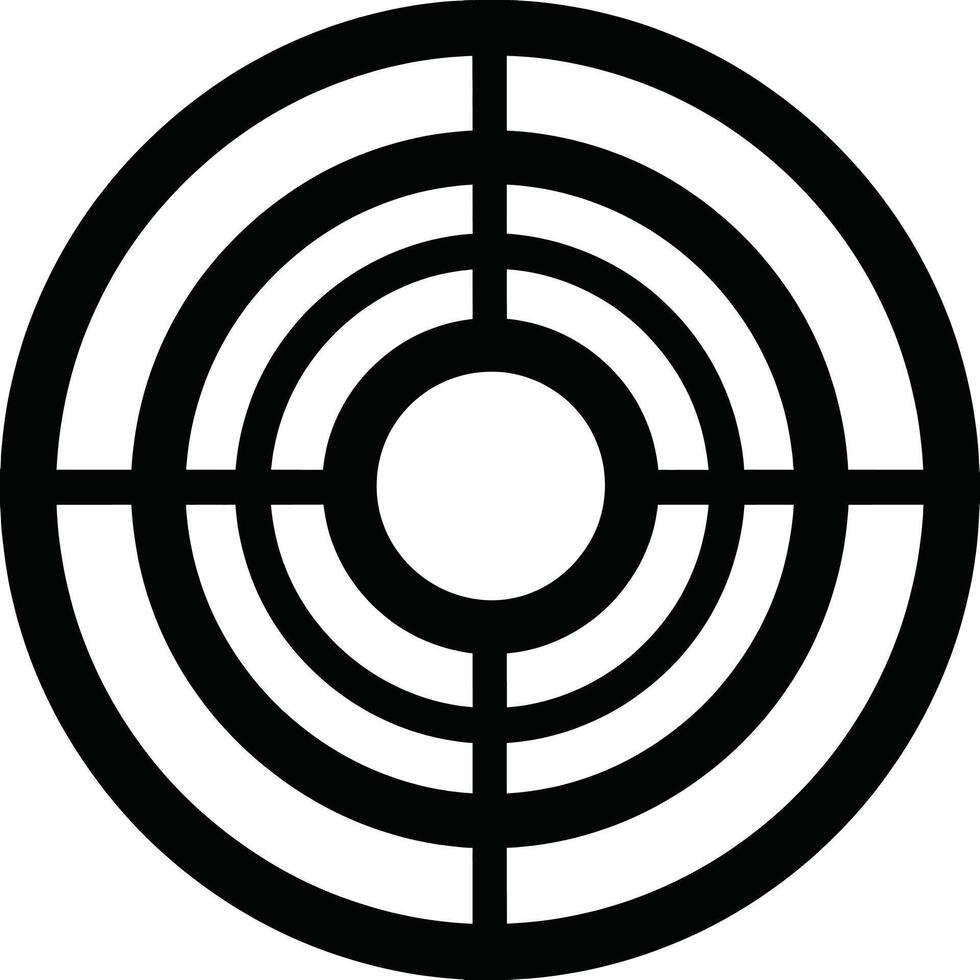 Abstract geometric target or radar screen pattern with concentric circles and lines vector