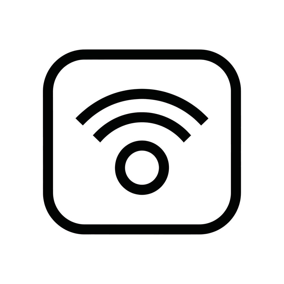 A black and white icon representing a wifi signal, enclosed in a rounded square vector
