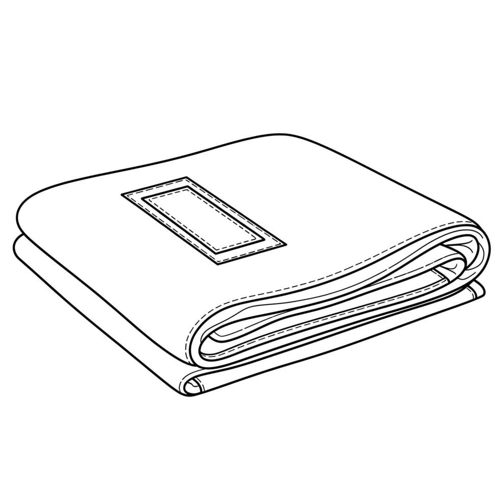 A folded blanket with a rectangular label stitched on top vector