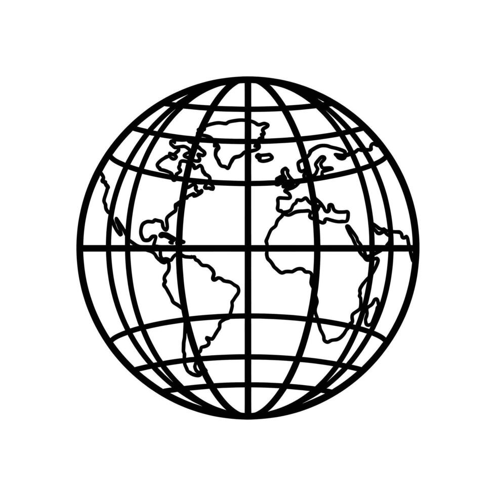 Stylized outline of planet earth with latitude and longitude lines vector