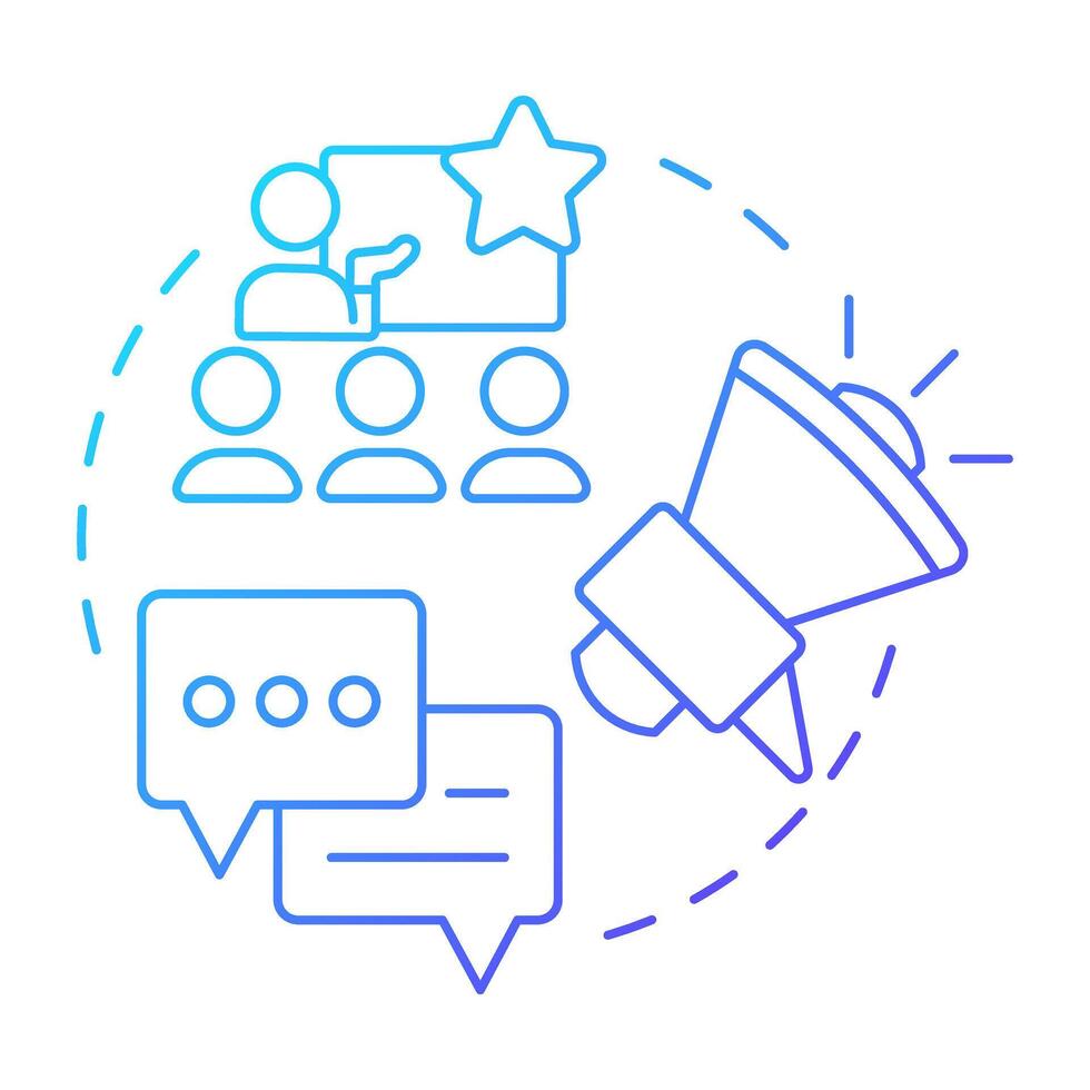 Communicate vision blue gradient concept icon. Sharing message in company. Kotter change management model. Round shape line illustration. Abstract idea. Graphic design. Easy to use in presentation vector