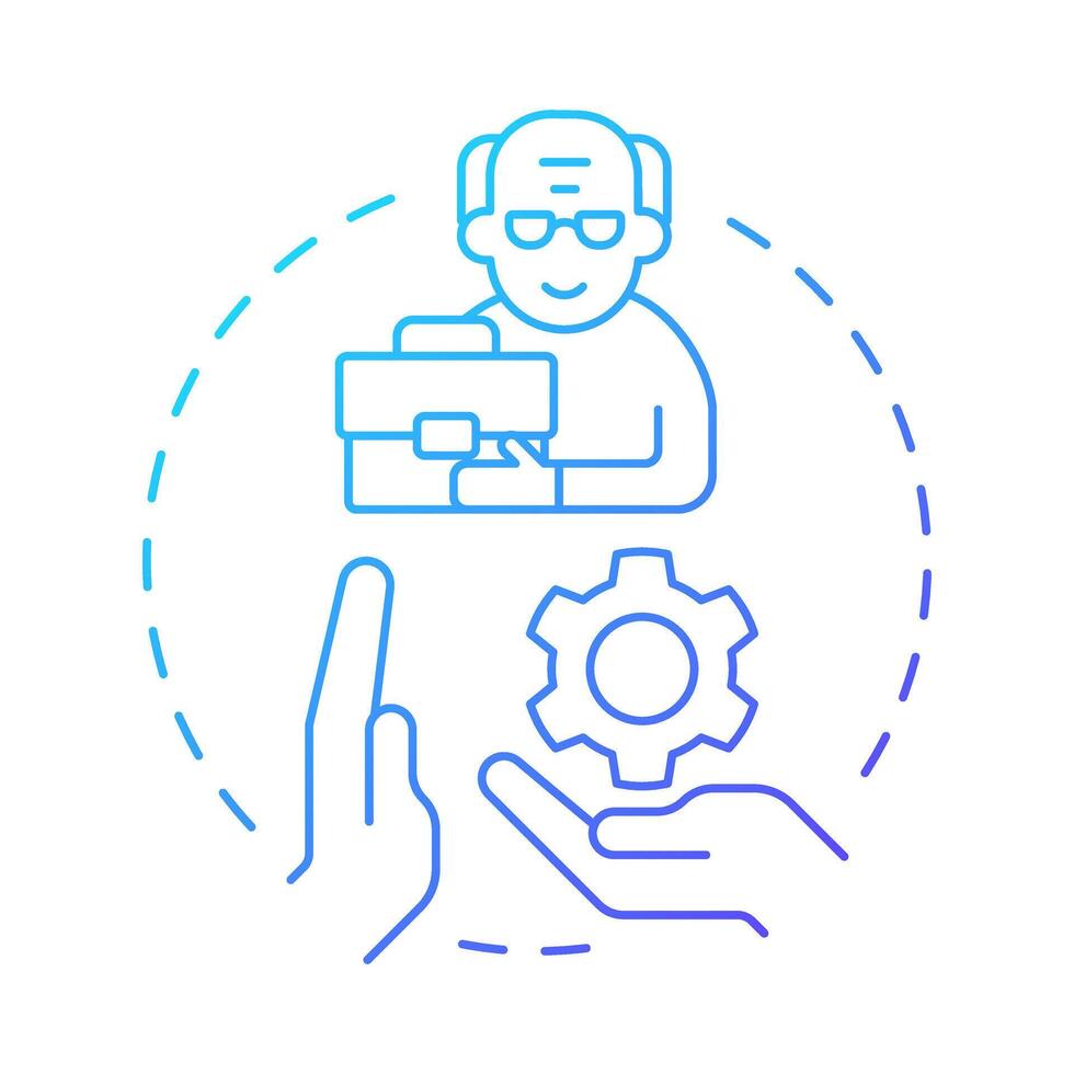 Comfort with status quo blue gradient concept icon. Safety of current processes. Barrier to change. Round shape line illustration. Abstract idea. Graphic design. Easy to use in presentation vector