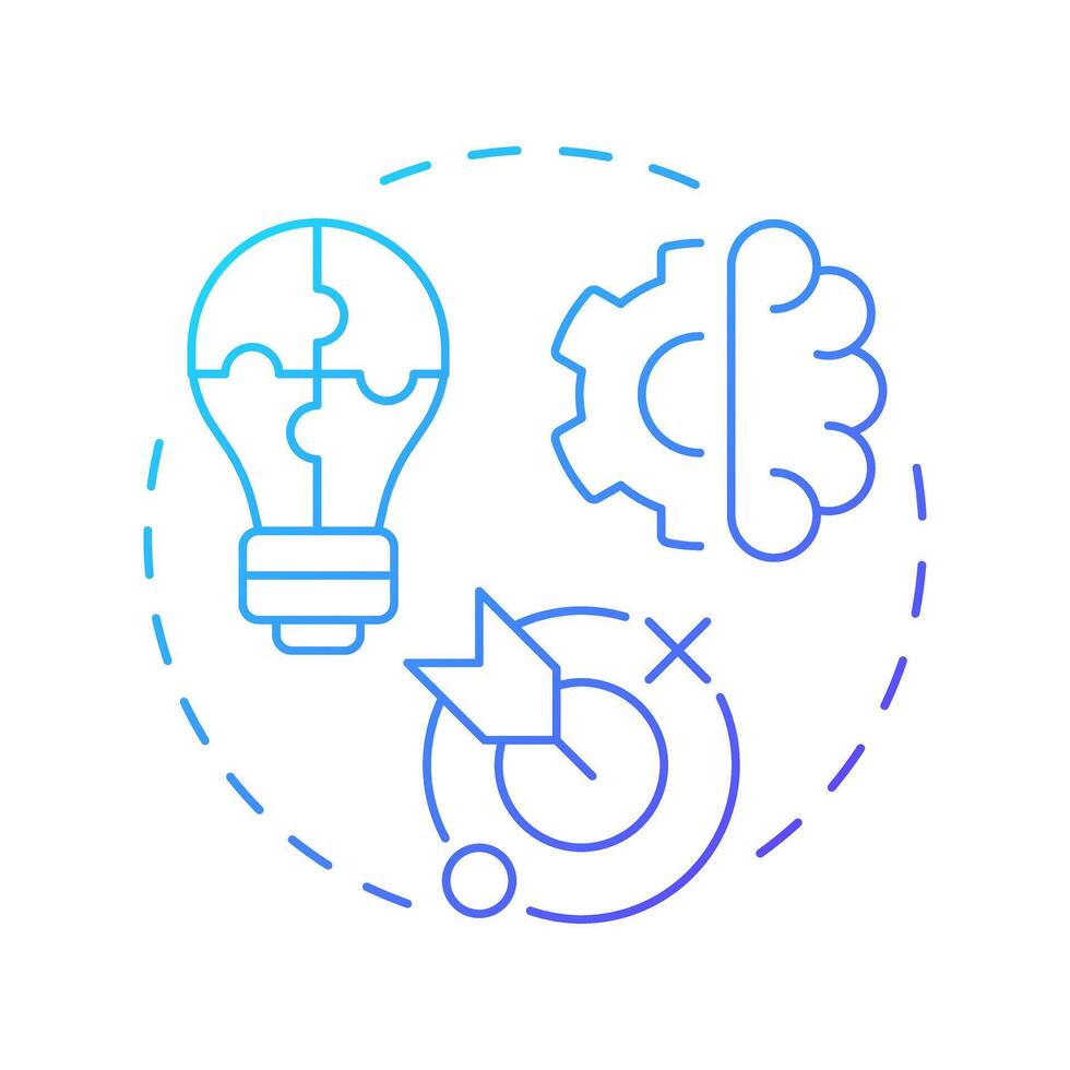 Thinking skills blue gradient concept icon. Mental ability to analyze and create ideas. Life competencies. Round shape line illustration. Abstract idea. Graphic design. Easy to use in article vector