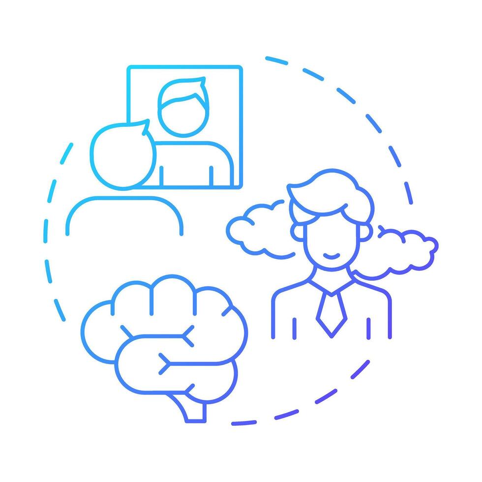 Self awareness blue gradient concept icon. Recognize mental state changes. Emotional regulation skills. Round shape line illustration. Abstract idea. Graphic design. Easy to use in article vector