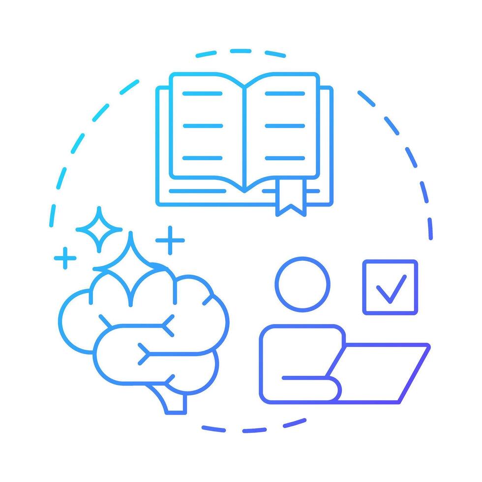 Self study and practice blue gradient concept icon. Learning and improving skills. Life competencies development. Round shape line illustration. Abstract idea. Graphic design. Easy to use in article vector