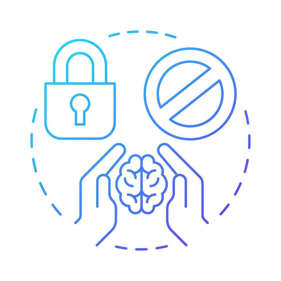 Fixed mindset blue gradient concept icon. Avoid challenges, fear failure and give up easily. Life competencies. Round shape line illustration. Abstract idea. Graphic design. Easy to use in article vector