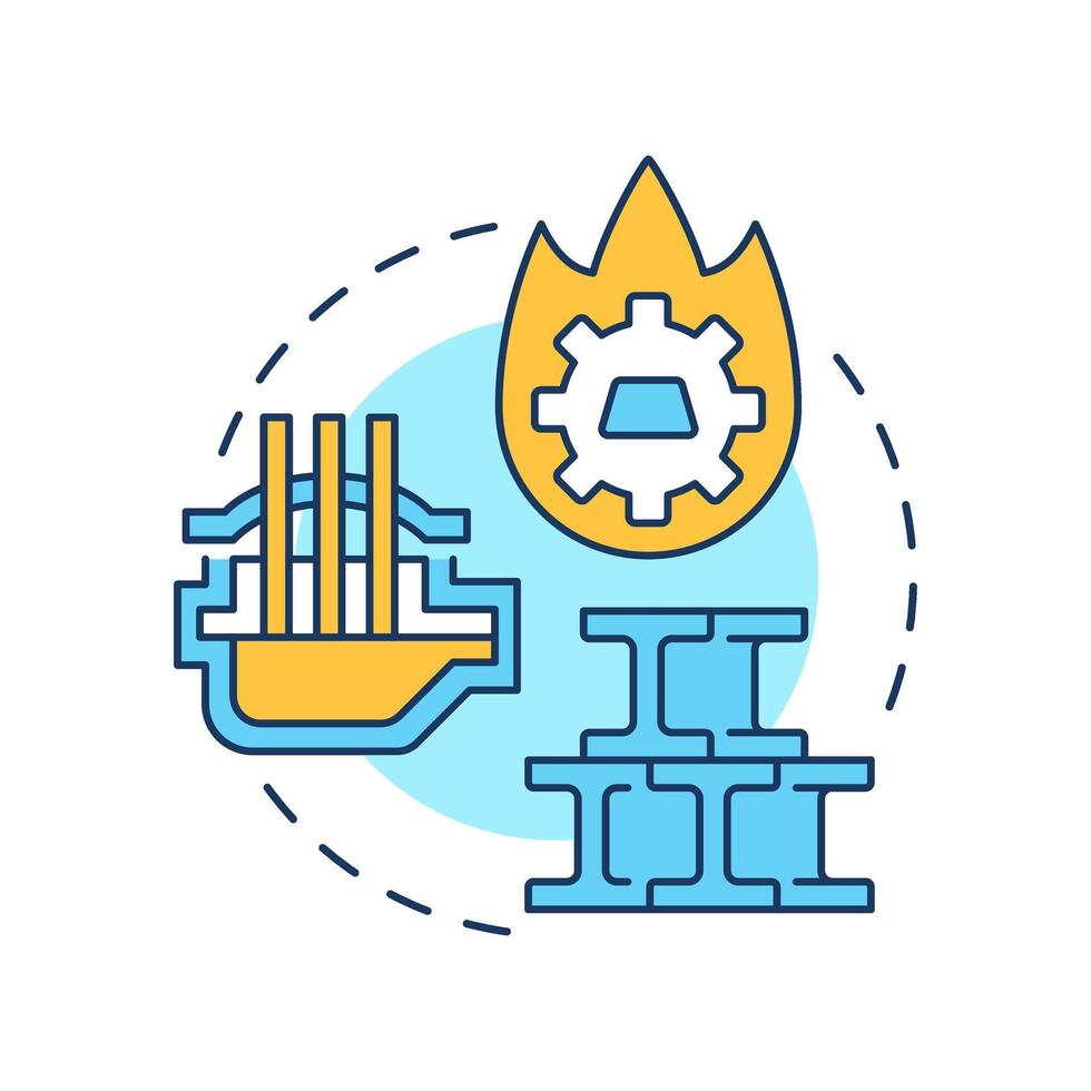 Extractive metallurgy multi color concept icon. Natural mineral sources and ores. Physical, chemical methods. Round shape line illustration. Abstract idea. Graphic design. Easy to use in vector