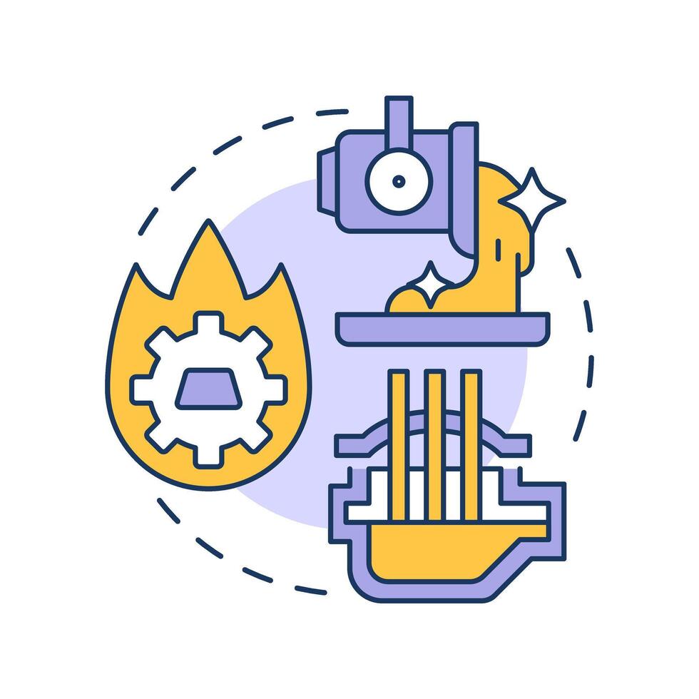 Reduction multi color concept icon. Extraction of crude metal. Stage of metallurgical process. Steelmaking technology. Round shape line illustration. Abstract idea. Graphic design. Easy to use in vector