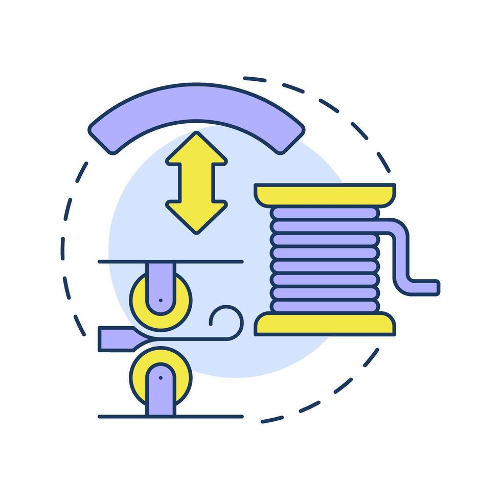 Ductility multi color concept icon. Ability to stretch, bend and deform without breaking. Property of metal. Steelmaking. Round shape line illustration. Abstract idea. Graphic design. Easy to use in vector