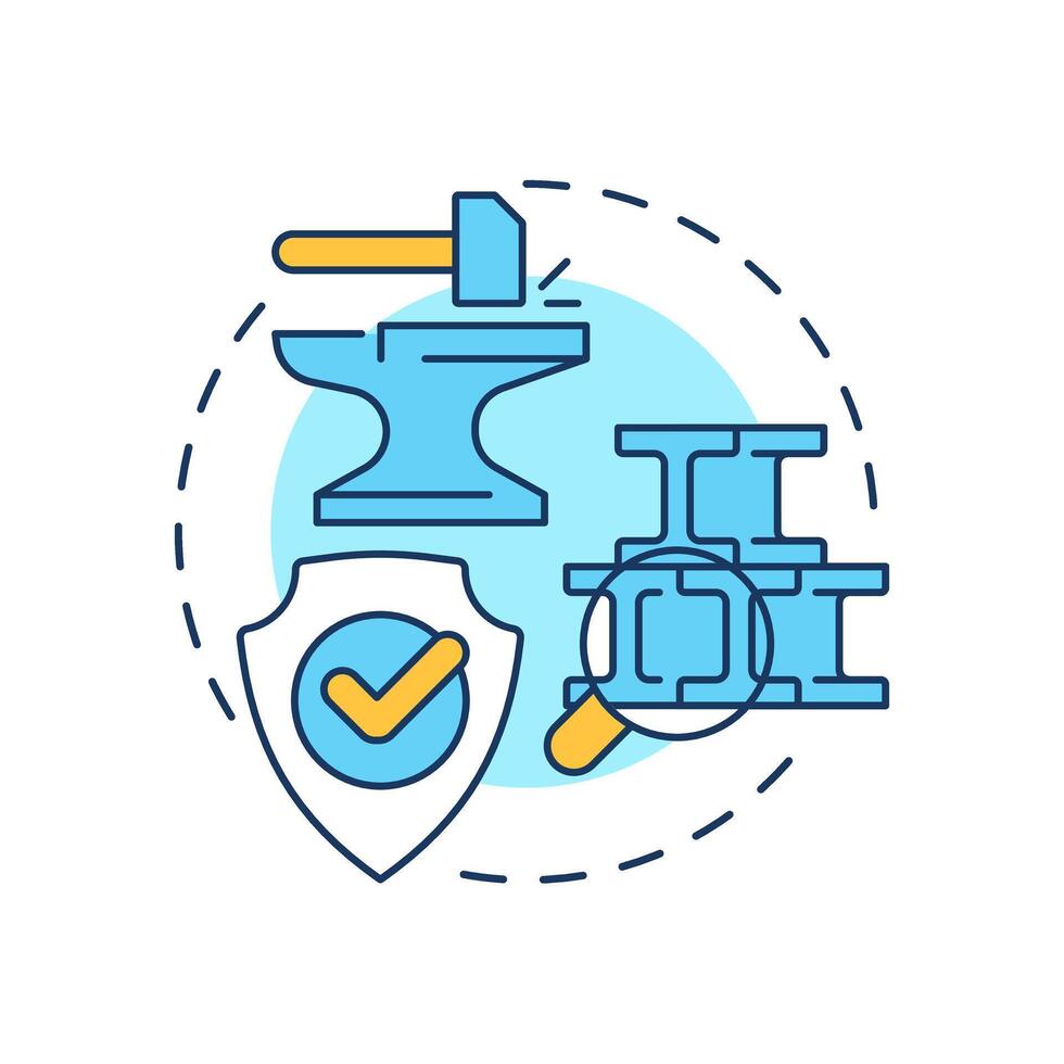 Mechanical metallurgy multi color concept icon. Metals behavior under tension, compression, bending and impact. Round shape line illustration. Abstract idea. Graphic design. Easy to use in vector