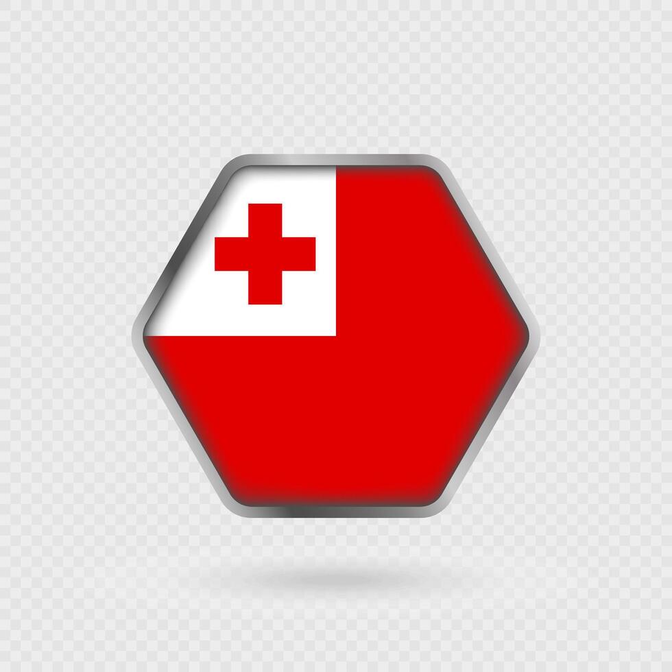 Tonga flag in a hexagon frame. vector