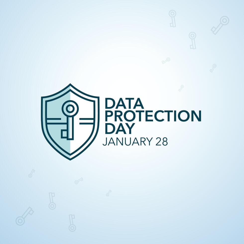 Data Protection Day Concept with Security Shield and Key vector