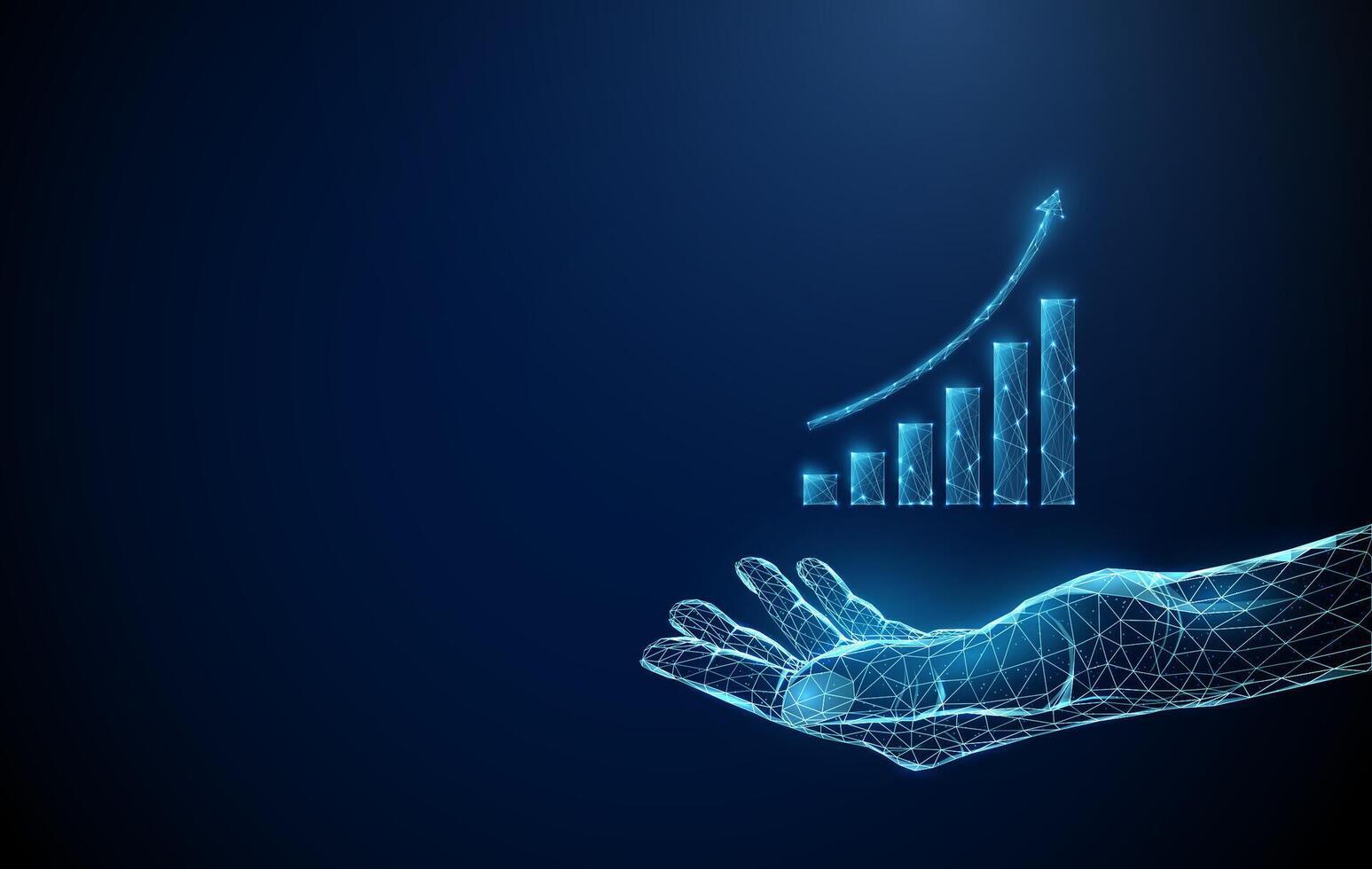 Hand showing digital growth charts vector