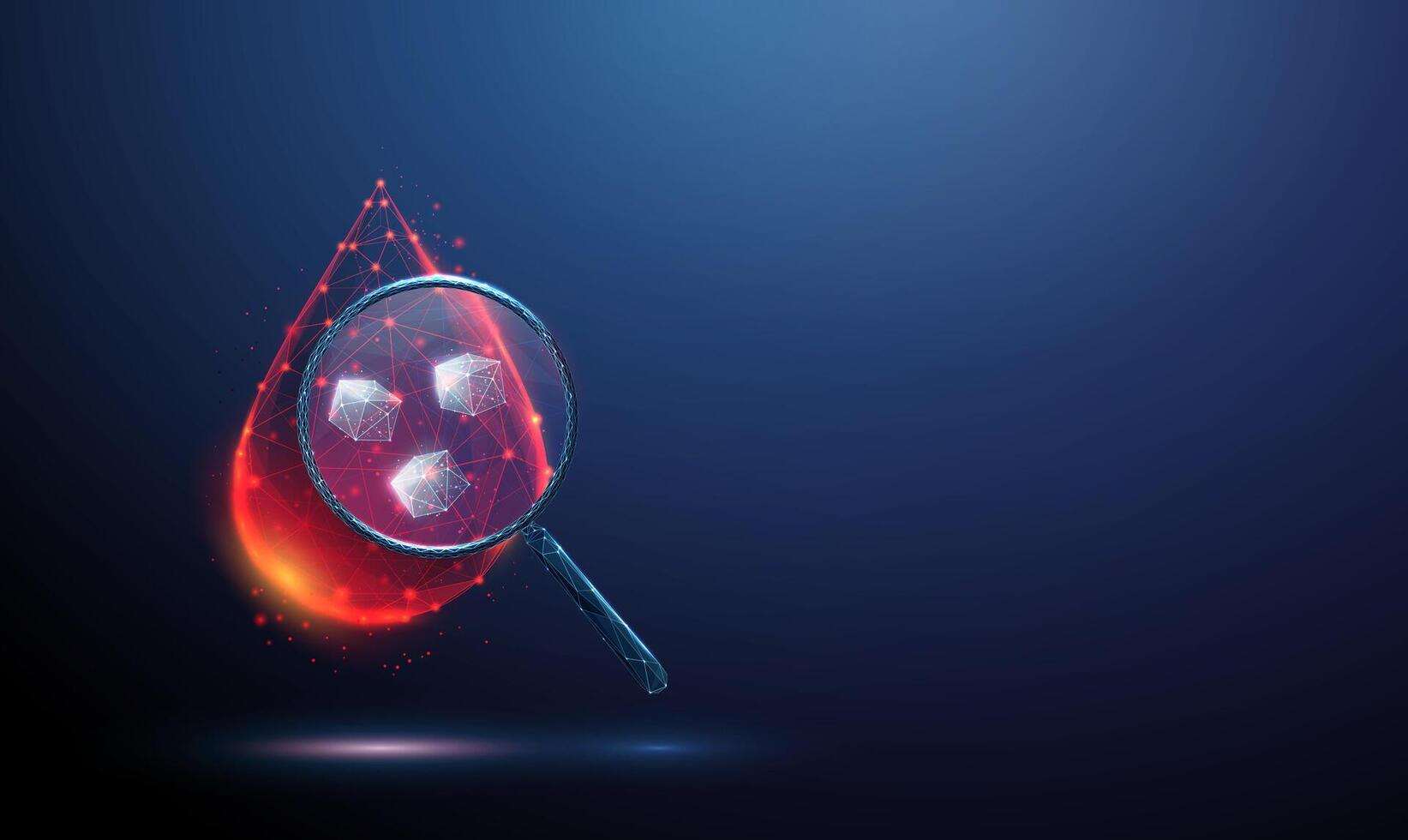 Magnifying glass over digital crystals vector