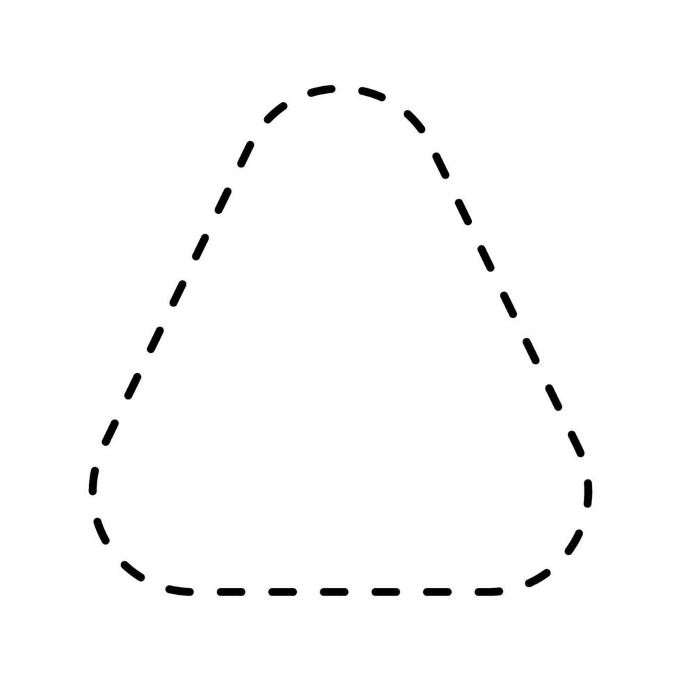 Triangular geometric shape with dashed line. Dotted triangle figure isolated on white background. Cut here pictogram. outline illustration vector