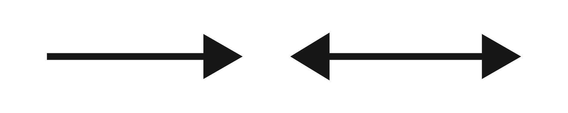 Arrow and double arrow icons. Next or look here symbols. Black horizontal pointer, direction or location, reverse or width signs isolated on white background. graphic illustration vector
