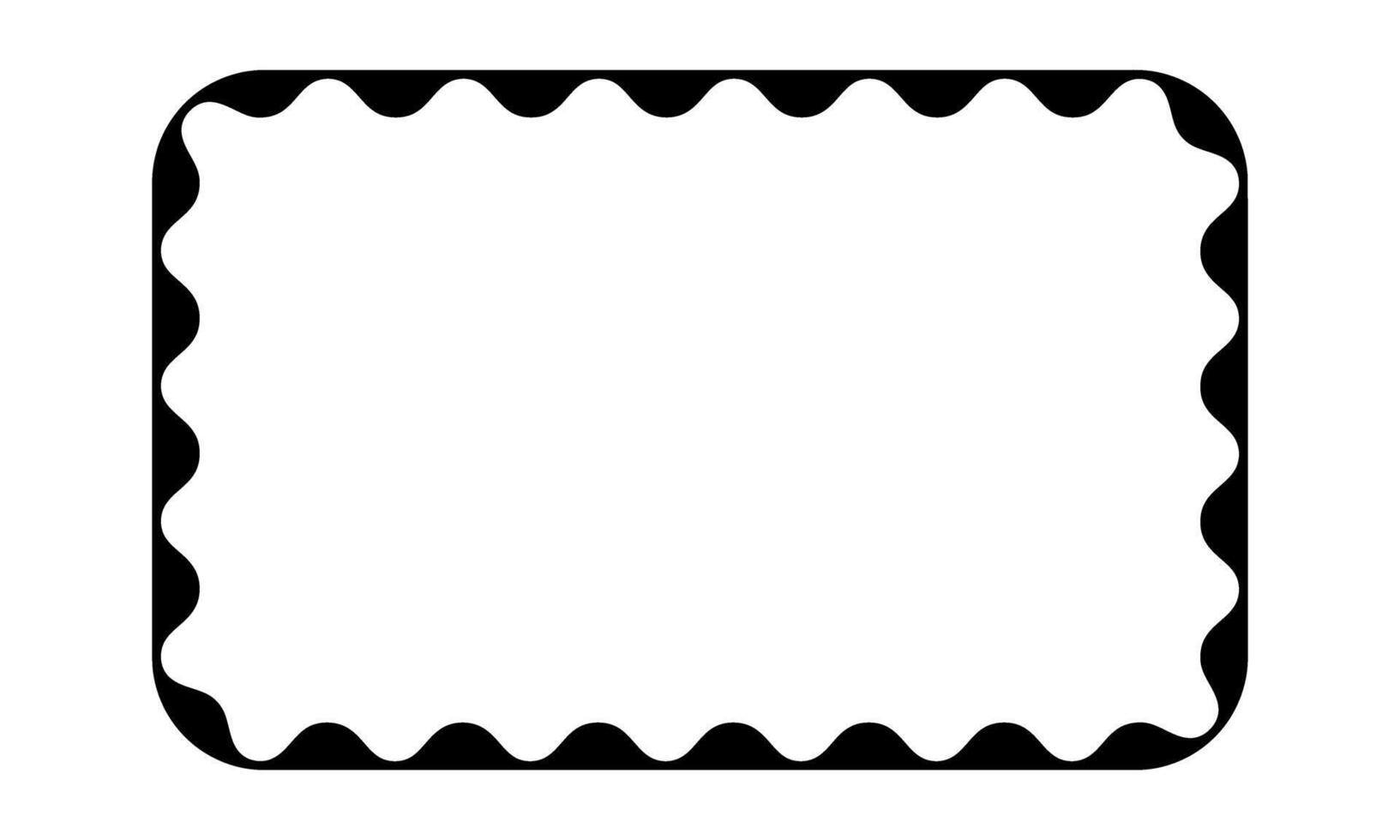 Rectangle frame with wavy inner borders. Rectangular vignette for picture or mirror with scalloped inside edges isolated on white background. graphic illustration vector