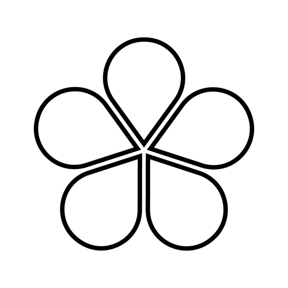 Flower icon. Floral diagram divided into 5 equal sections. Pie chart with five petals isolated on white background. Template for business data presentation. graphic illustration vector