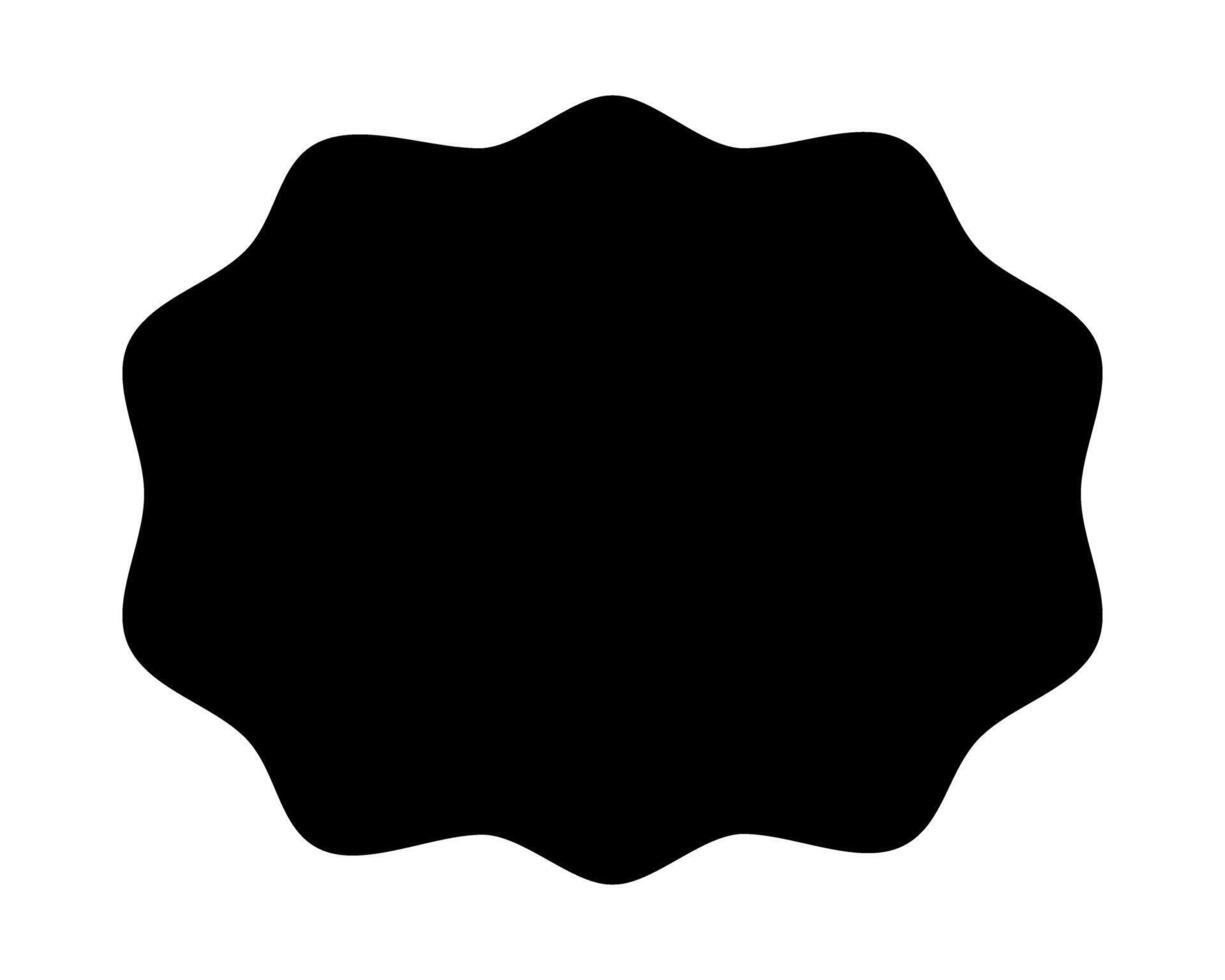 Oval shape with wavy edges. Geometric form with scallop borders. Blank text box, tag or label isolated on white background. graphic illustration vector