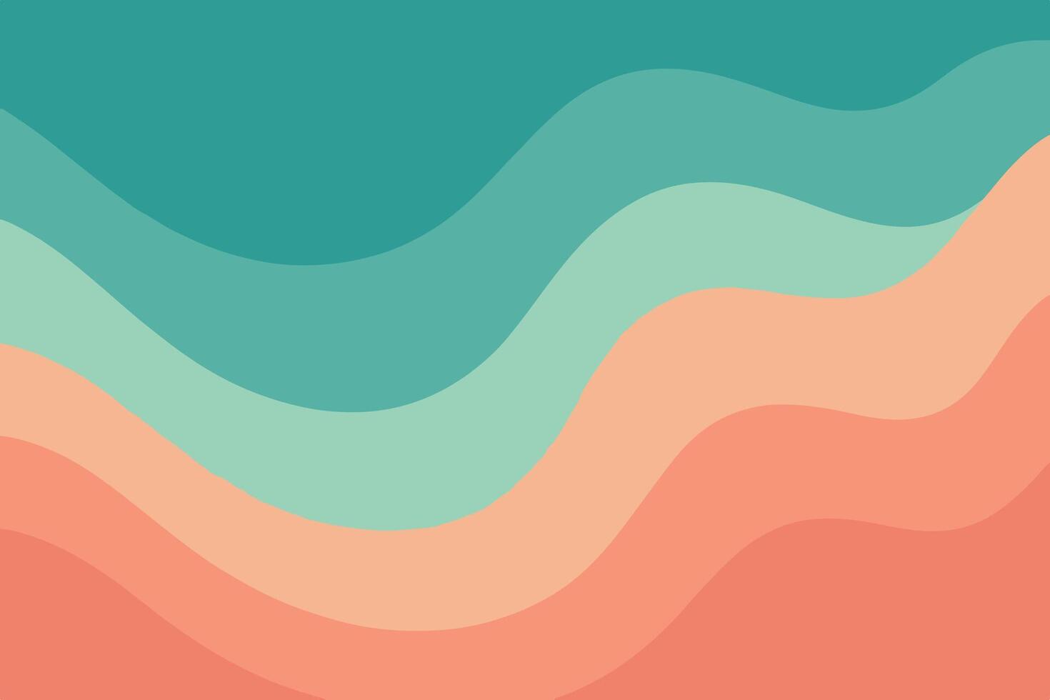abstract illustration featuring a wavy, layered pattern with a color gradient. The colors transition from a teal blue at the top to a peach-orange at the bottom. eps 10 style vector