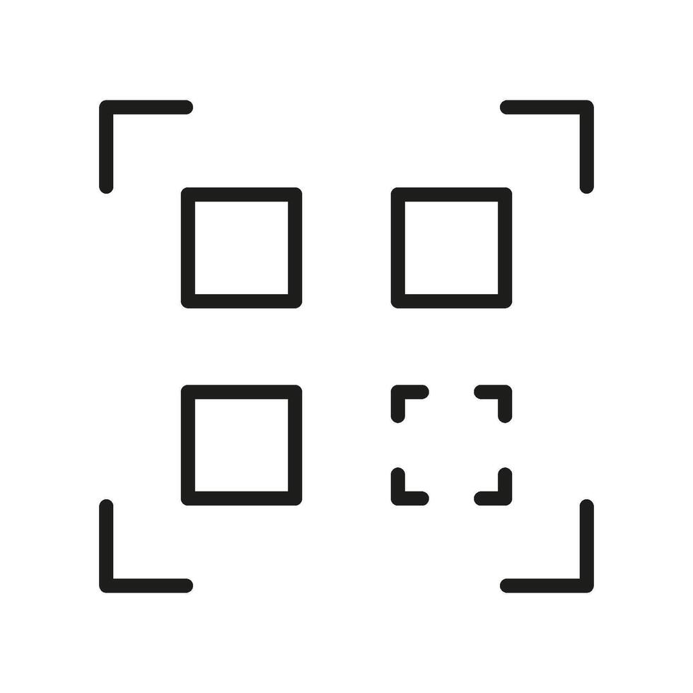 Qr Code Scanner Line Icon. Digital Scanning, Barcode Reading, And Data Capture Outline Symbol. Mobile Payment And Information Access. Editable Stroke. Isolated Illustration vector