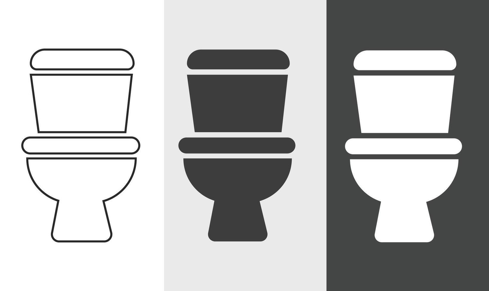 Toilet icon in outline and solid style with black and white color. Bathroom icon vector