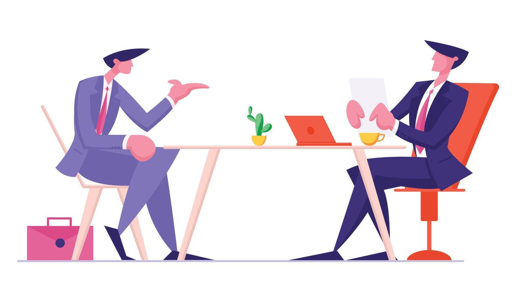 Hr Department Employee Reading Candidate Resume for Interview and Work Employment. Negotiation with Future Worker, Good First Impression Introduction with Boss Concept Cartoon Flat Illustration vector