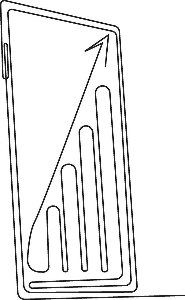 Smartphone displaying a rising graph in a minimalist style representing business growth vector