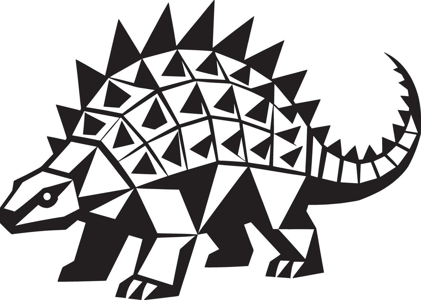 Stylized geometric ankylosaurus dinosaur illustration with sharp triangular spikes and patterned armor vector