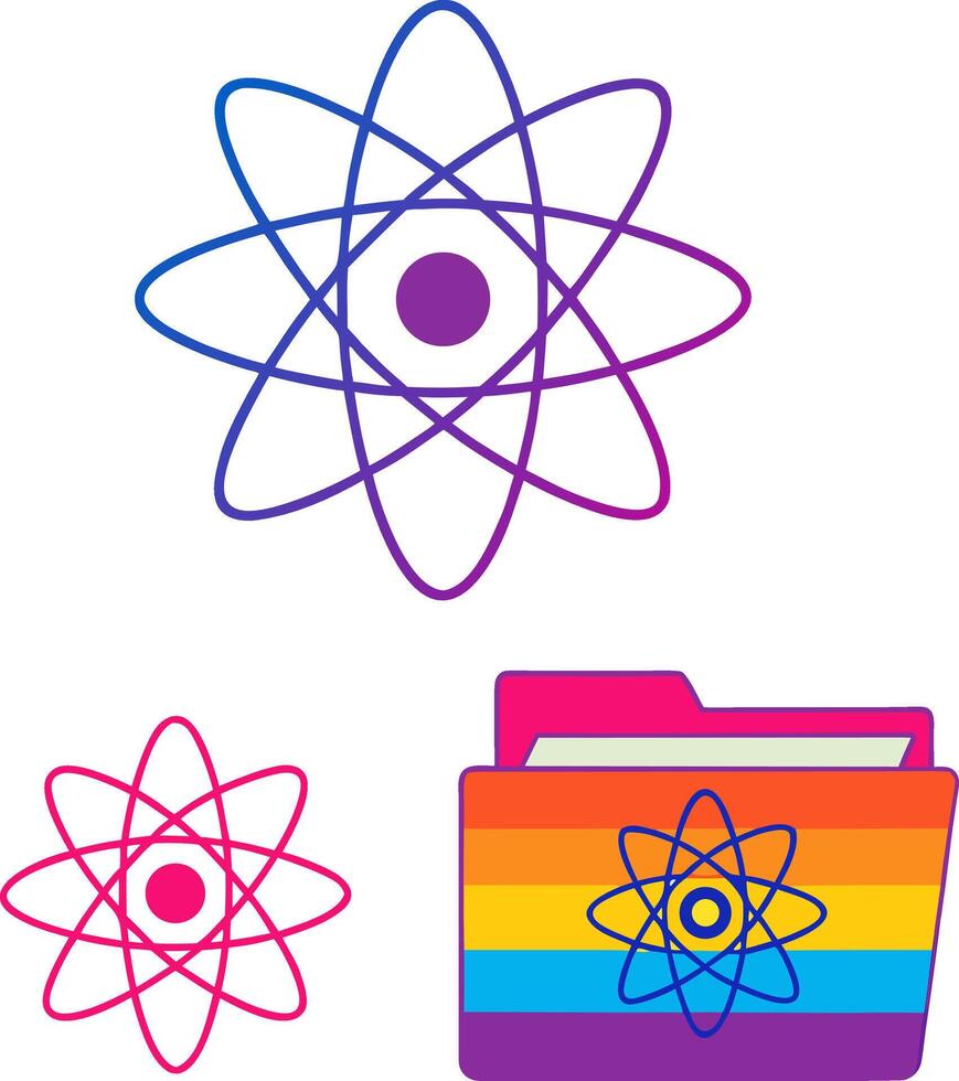 Atomic structure and scientific data concepts icons on white vector