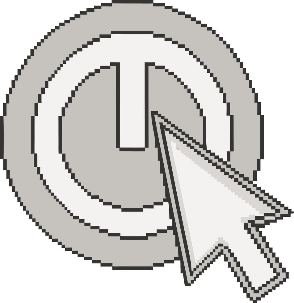 píxel Arte estilo poder botón con ratón cursor señalando a eso vector