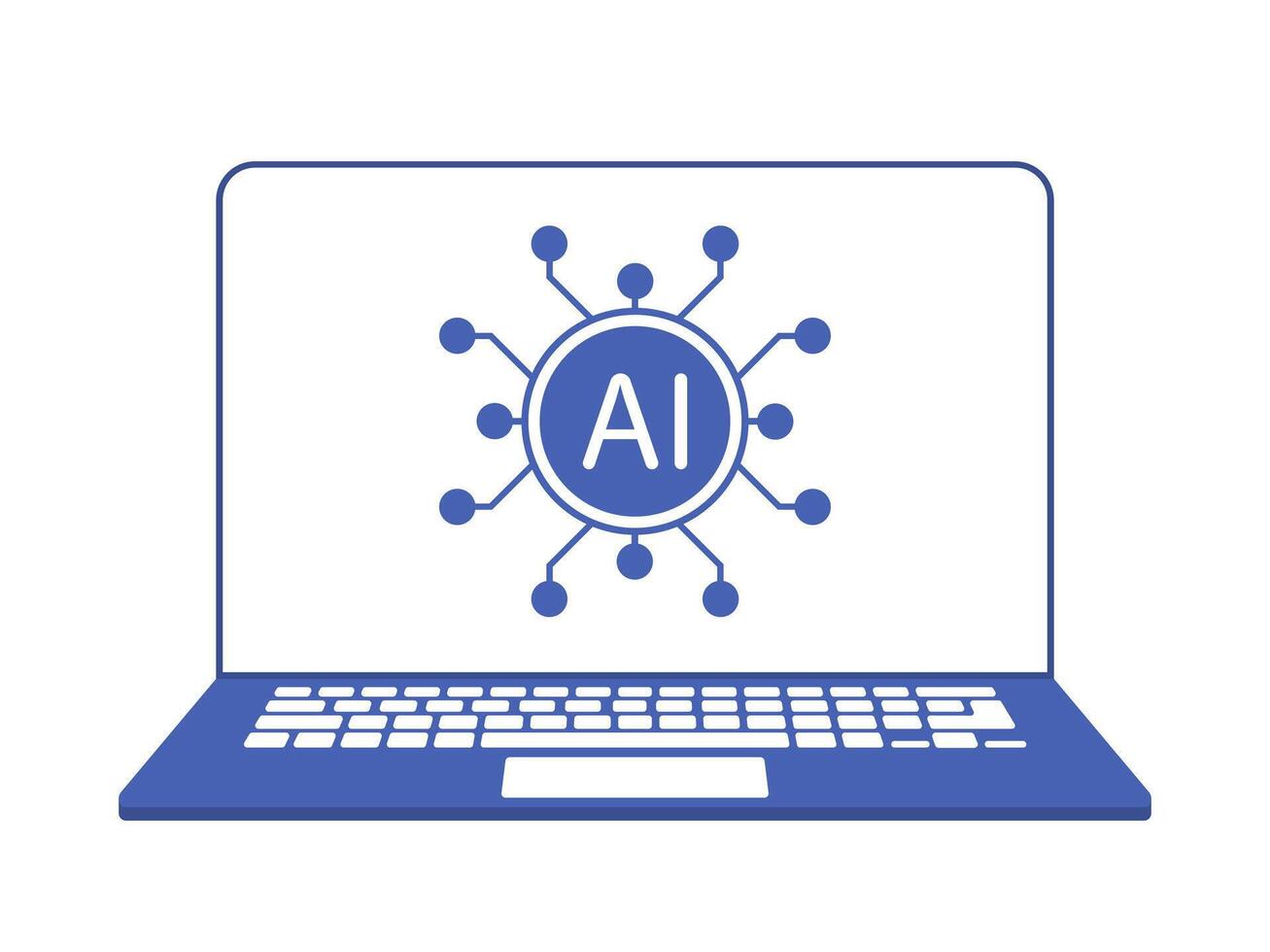 un ordenador portátil muestra un ai símbolo con conectando nodos, representando tecnología conceptos. vector