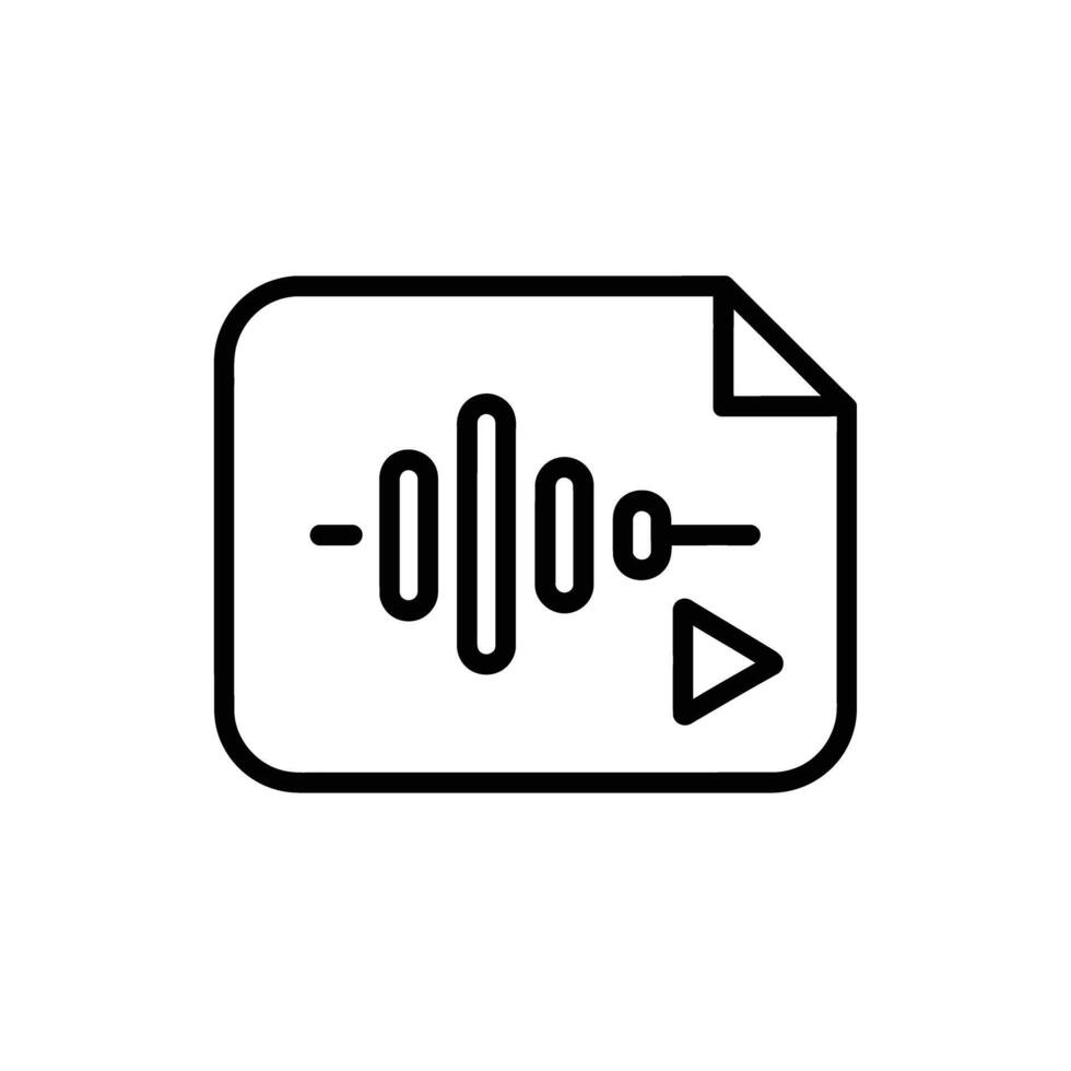 Audio Wave File Document with Play Button Outline Illustration vector