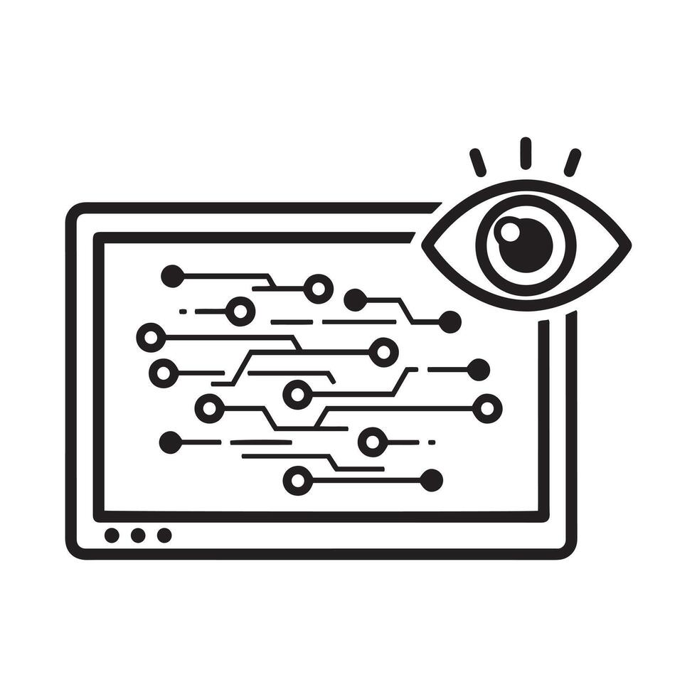 Digital data security monitoring and smart technology eye icon vector