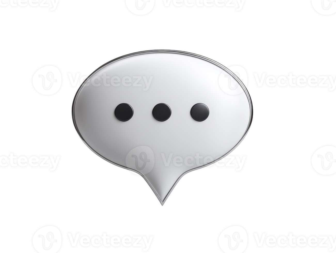 Speech bubble with three black dots transparency background 3D illustration communication concept minimal design isolated modern digital message icon conversation symbol png