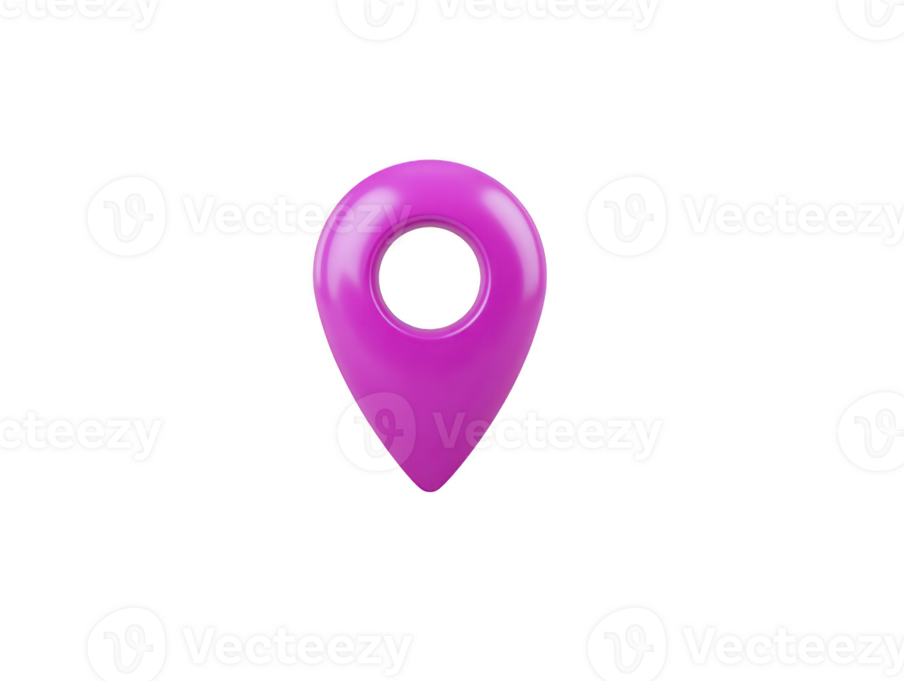 Purple map pin icon glossy finish isolated on transparent background modern navigation symbol location marker simple design digital illustration suitable for web and app interface png