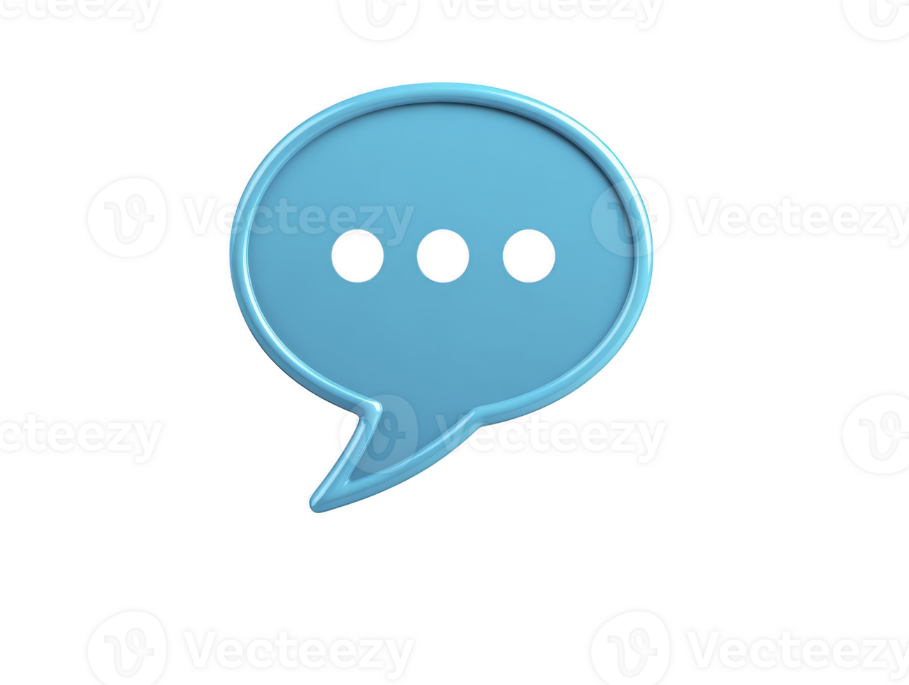 Blue speech bubble icon with three dots, symbolizing communication, conversation, and messaging, isolated on transparent background, modern and minimal style png