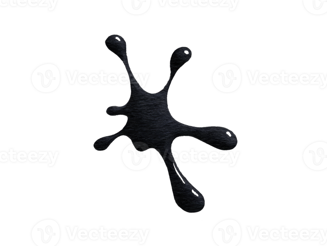 Black ink splash with irregular shape, isolated on transparent background, suitable for creative design, abstract art, or grunge effect, conveying bold and dynamic mood png